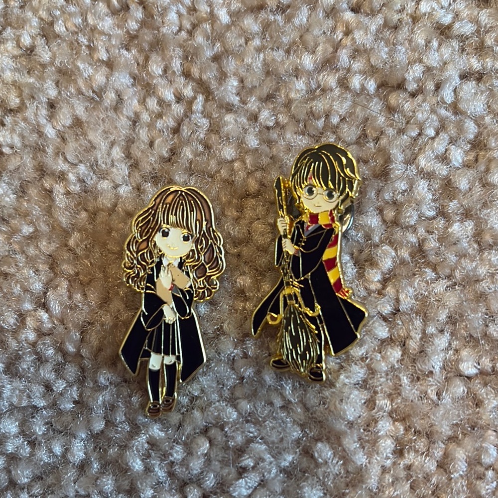 Harry Potter & Hermione Enamel Pins by Loungefly